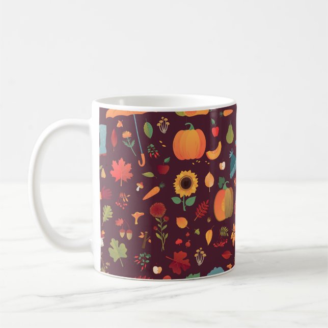 Mug Automne Motif vintage sans aspect. Champignons, gl (Gauche)