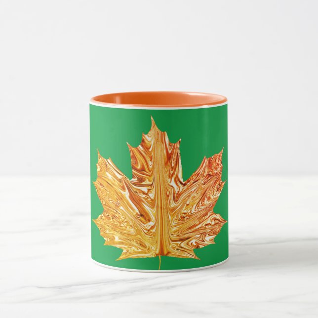 Mug Automne Orange or feuille d'érable automne vert (Centre)