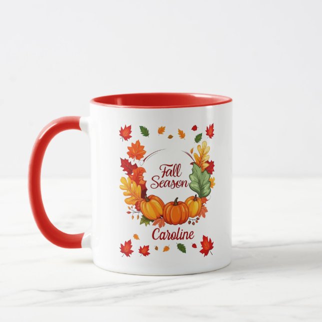 Mug Automne Personnalisé, Saison Citrouille Mug Au (Gauche)