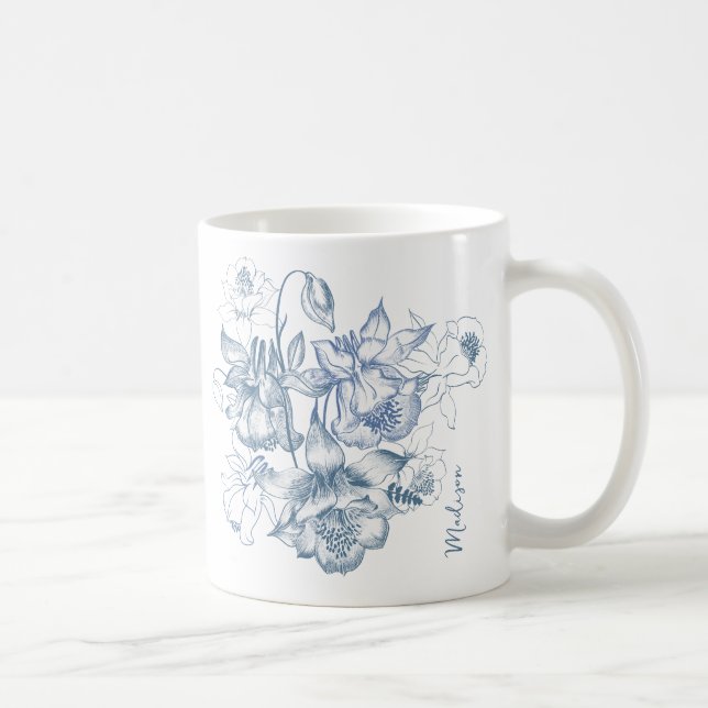 Mug Automne Respiration Luxe Fleur Bleue Motif sans co (Droite)
