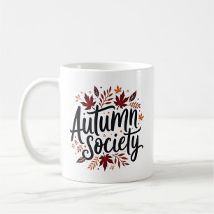 Mug Automne Société Russe Typographie Feuille Automne