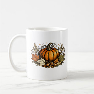 Mug Automne Vintage Citrouille & Feuilles de récolte