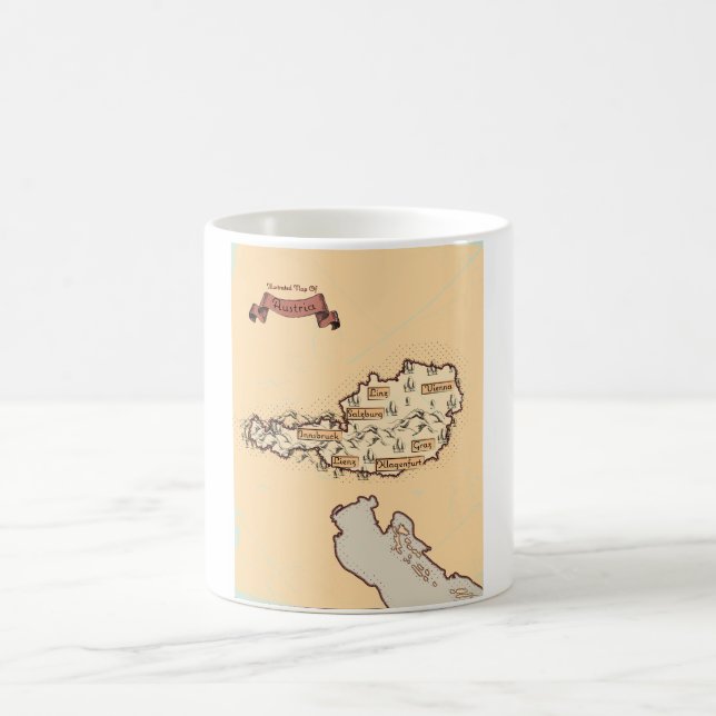 Mug Autriche Carte Vintage illustrée (Centre)