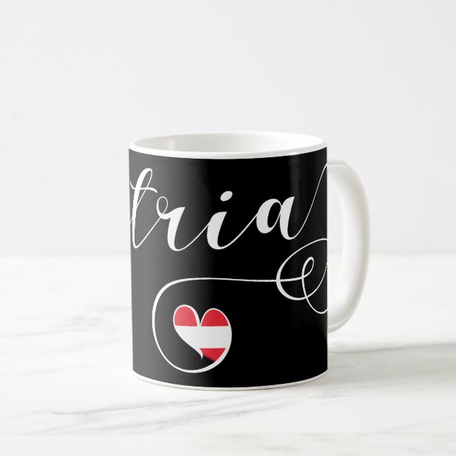 Mug Autriche Coeur Mug, Drapeau Autrien (Devant droit)