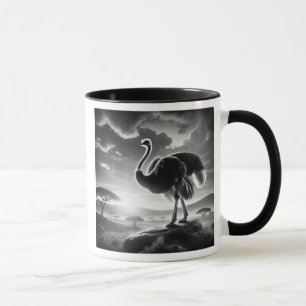 Mug Autruche sur un rocher en savane.