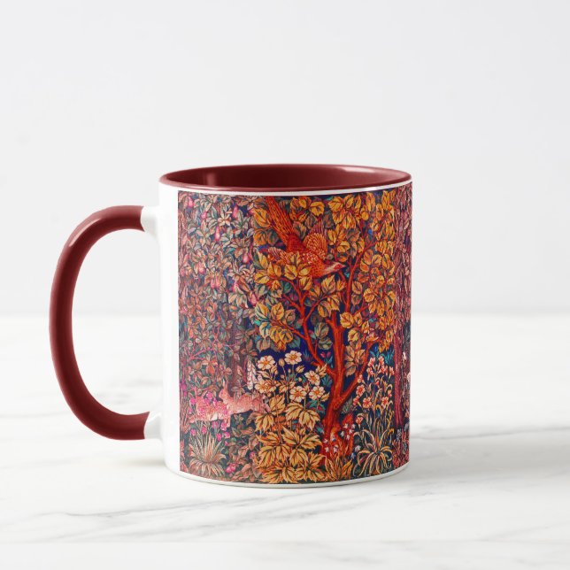 Mug AUTUMN FOREST ANIMALS Haricots, faisan, Floral rou (Gauche)