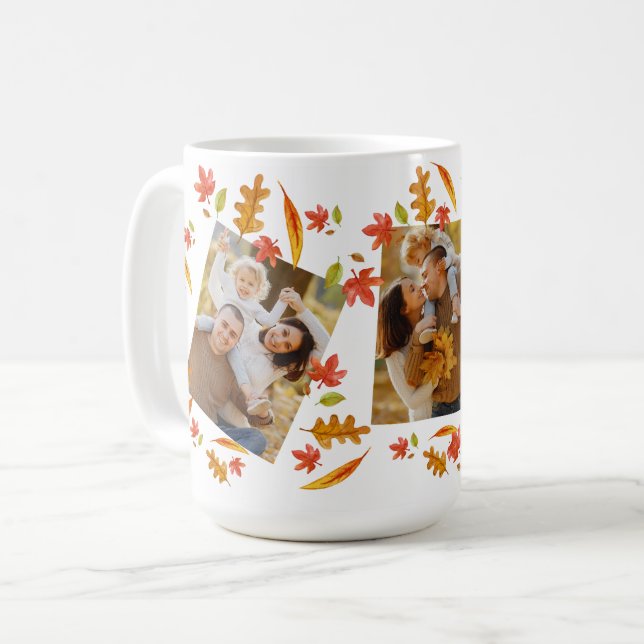 Mug Autumn Leaves 3 Family Photo Thanksgiving (Devant gauche)