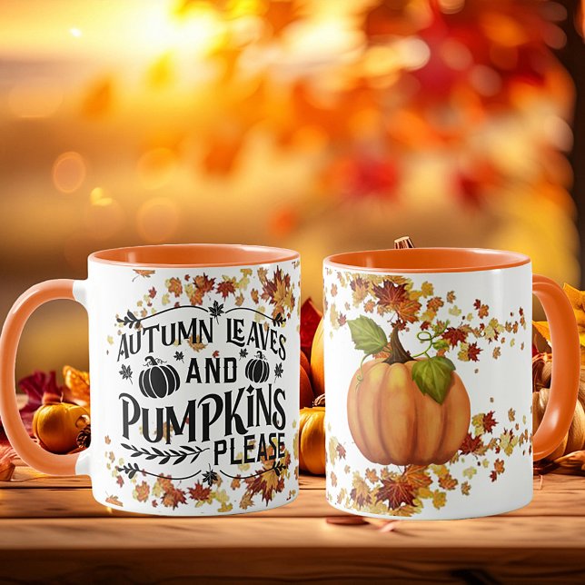 Mug Autumn leaves and pumkins please (Créateur téléchargé)