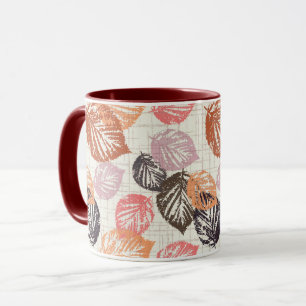 Mug Autumn leaves on beige.