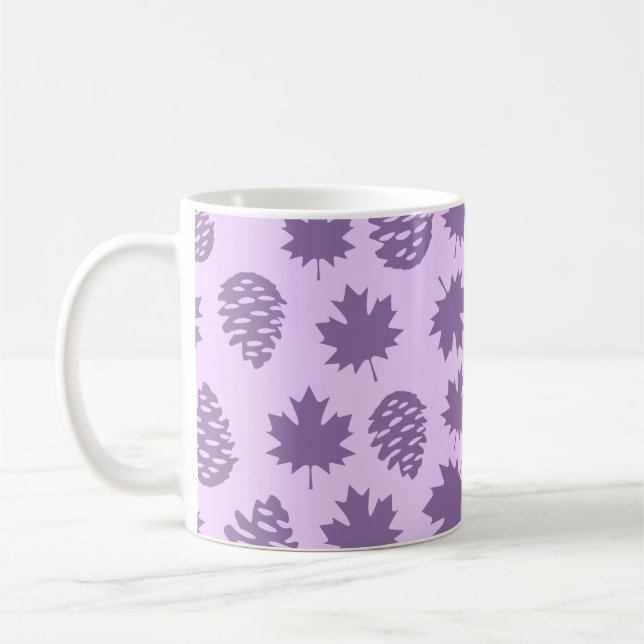 Mug Autumnal Leafs in Purple Tones - Nature Pattern (Gauche)