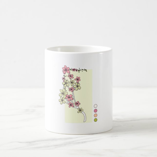 Mug aux fleurs roses vertes (Centre)
