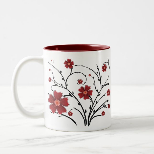 Mug aux fleurs rouges (Gauche)