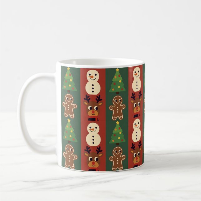 Mug aux icônes de Noël rétro mignon (Gauche)