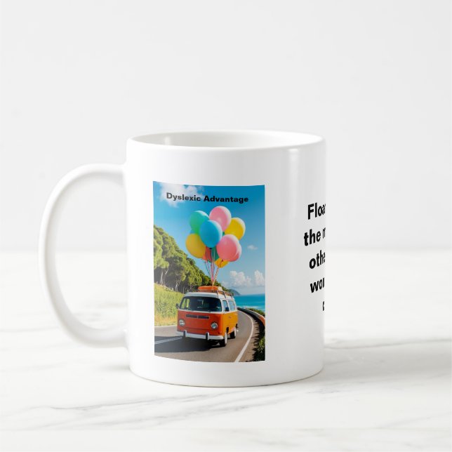 Mug Avantage dyslexique - Campervan avec ballons (Gauche)