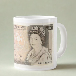 Mug avec 1975 £ 10 Note Image   Reine Elizabeth II