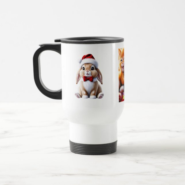 Mug avec adorable conception d'un lapin & chatons (Gauche)