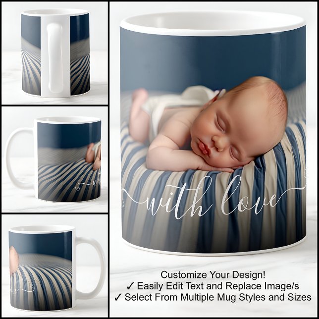Mug Avec amour bébé beau modèle de texte photo (Créateur téléchargé)