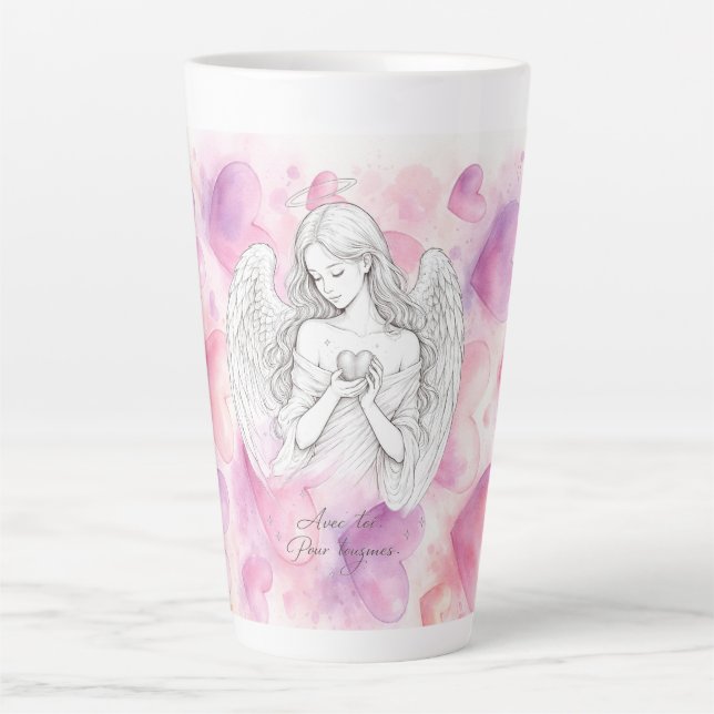 Mug avec ange et cœur – Cadeau amour éternel (Devant)