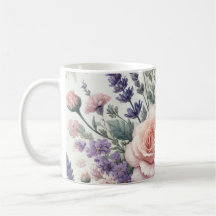 Mug avec aquarelle motif floral 1/6