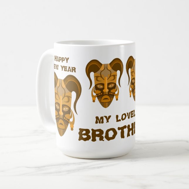 MUG AVEC ART DE MASQUE TARDIF (Devant gauche)