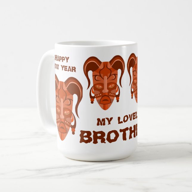 MUG AVEC ART DE MASQUE TARDITIONNEL (Devant gauche)