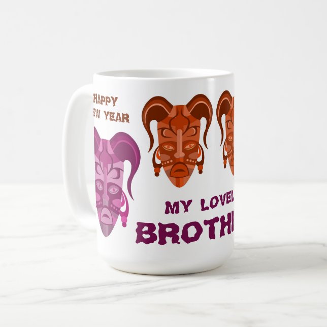 MUG AVEC ART DE MASQUE TARDITIONNEL (Devant gauche)