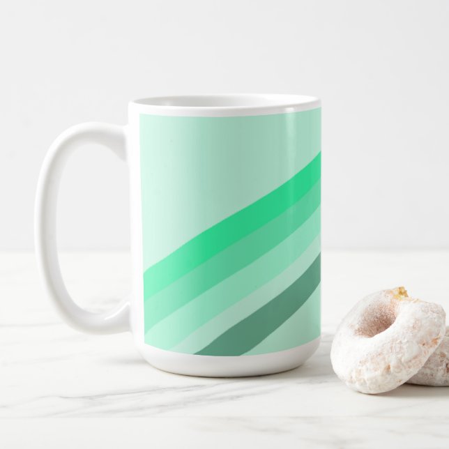 Mug avec bandes vertes sereines (Avec donut)