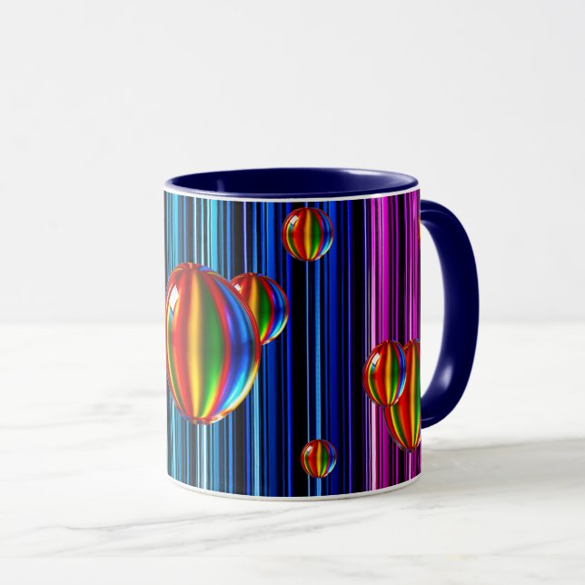 Mug avec bulles en verre translucide. (Devant droit)
