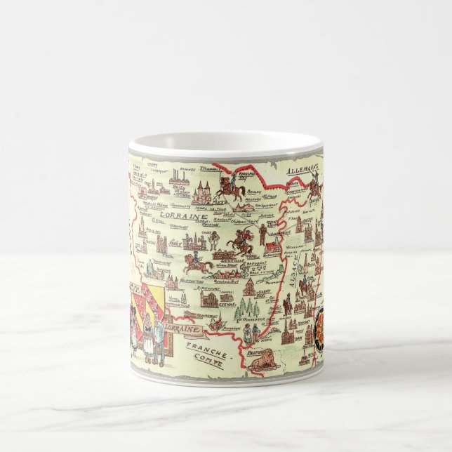 Mug avec carte illustrée de l'Alsace Lorraine Fran (Centre)