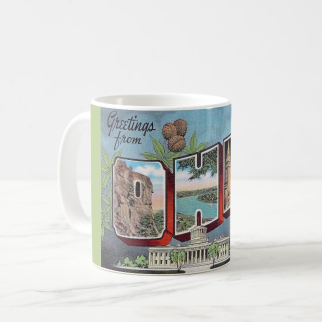 Mug avec carte postale vintage de l'Ohio (Devant gauche)