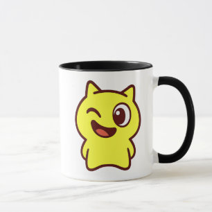 Mug avec chat dessiné en jaune.