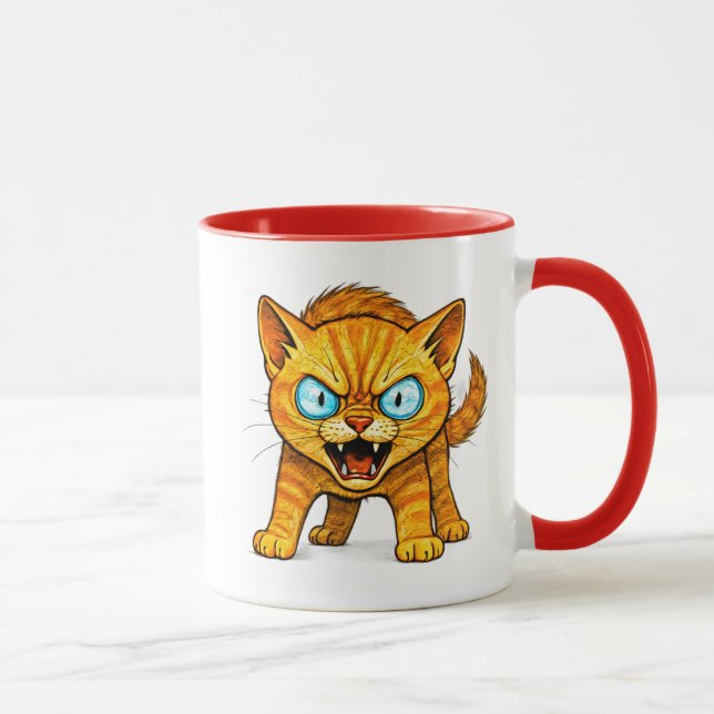 Mug avec chat roux tigré sur le point d'attaquer. (Droite)