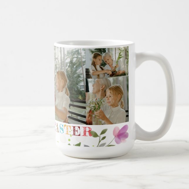 Mug avec collage de photos de Pâques personnalisé (Droite)