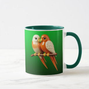 Mug avec couple d'oiseaux.