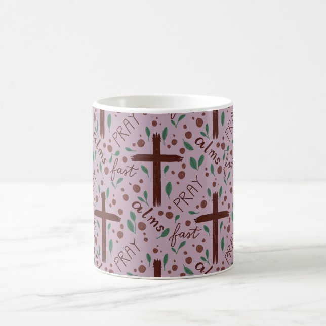 Mug avec Croix et Roses de Carême Dessinés à la Ma (Centre)