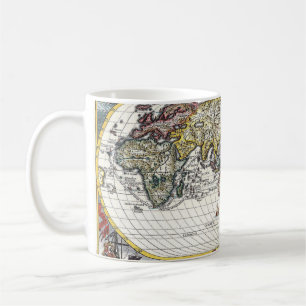 Mug avec croquis de globe de carte du monde vintag