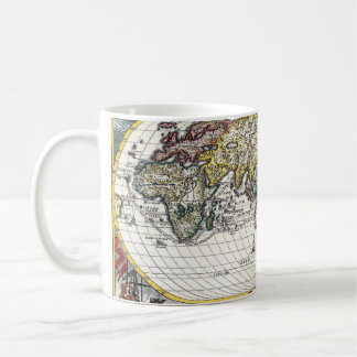 Mug avec croquis de globe de carte du monde vintag