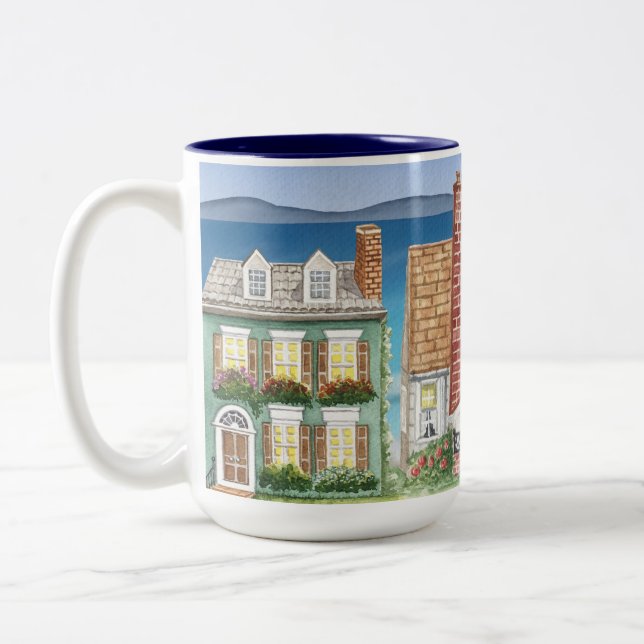 Mug avec de belles maisons à l'air sur la plage (Gauche)