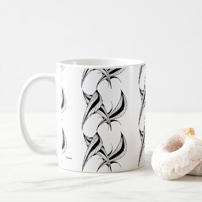Mug avec design abstrait noir et blanc (Avec donut)