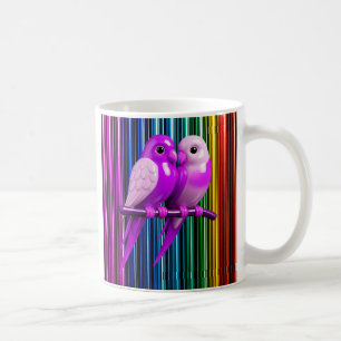 Mug avec deux canaris perchés.