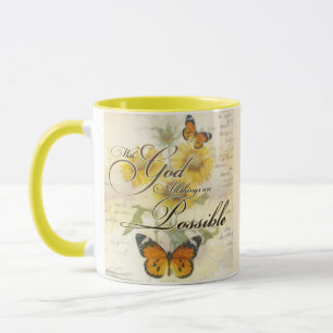 Mug Avec Dieu tournesols et papillon
