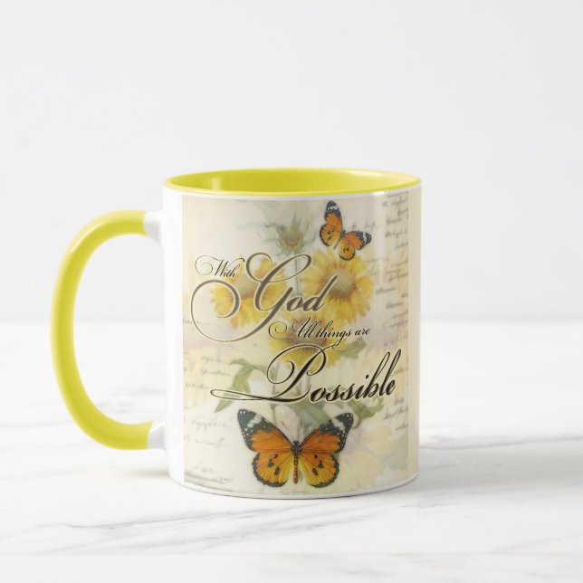 Mug Avec Dieu tournesols et papillon  (Gauche)