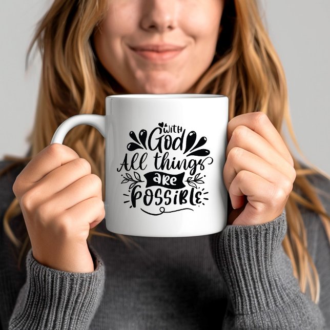 Mug Avec Dieu, Toutes Les Choses Sont Possible Verse B (With God All Things Are Possible Bible Verse Coffee Mug)