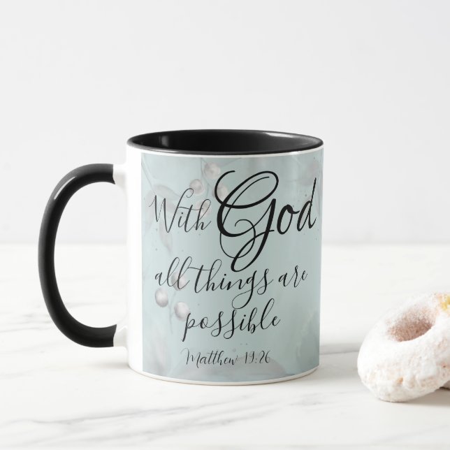 Mug Avec Dieu Toutes Les Choses Sont Possibles Bleu Ve (Avec donut)