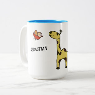 Mug avec girafe et oiseaux