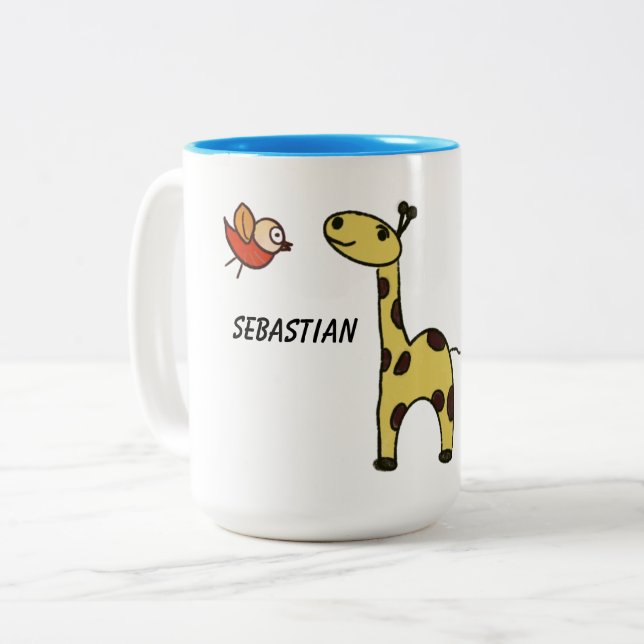 Mug avec girafe et oiseaux (Devant gauche)