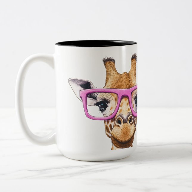 Mug avec girafe rose douce (Gauche)