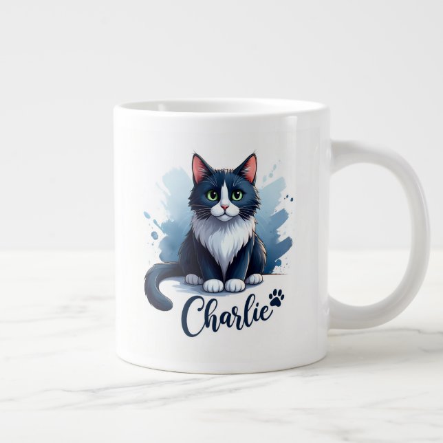 Mug avec illustration de chat mignon – Cadeau pour (Droite)