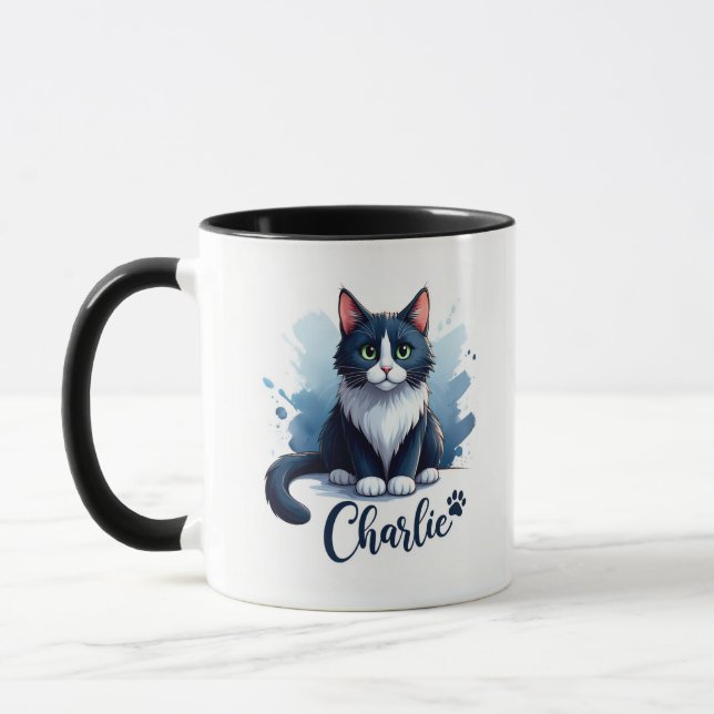Mug avec illustration de chat mignon – Cadeau pour (Gauche)
