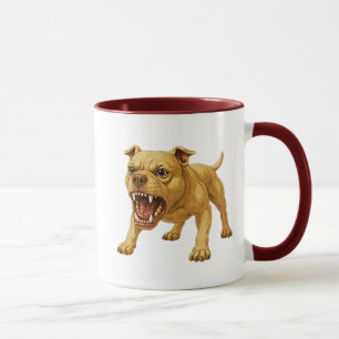 Mug avec image d’un chien féroce.